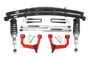 Toyota Tacoma Suspension Lift Kit - Rough Country - 3.5 Inch Lift Kit, Red UCA, N3 Struts - Red - '05-'23